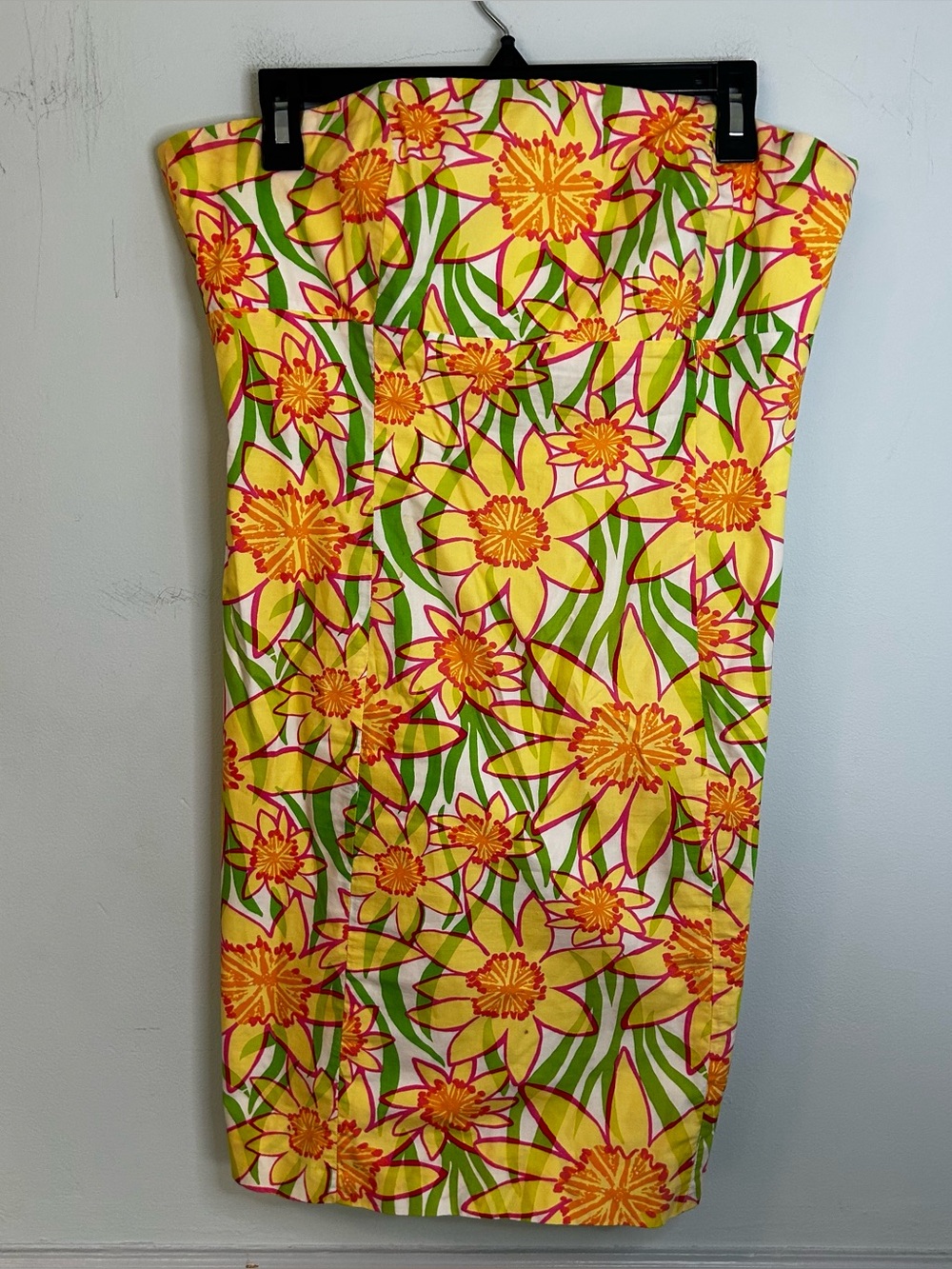 Lilly Pulitzer Classic White Daffies Blossom Dobby Strapless Mini Dress Size 10